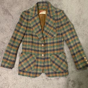 Vintage Plaid Checkered Blazer Jacket